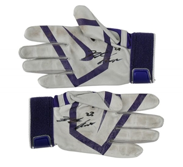 Autographed Nolan Arenado Colorado Rockies Game Used Spikes and Batting Gloves